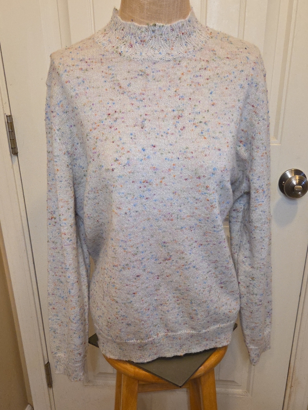 Confetti Sprinkle Cream Knit Collared Sweater